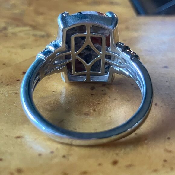 Natural Yooperlite Red Garnet Sterling Silver Ring Size 8 - Picture 5 of 10